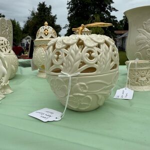 Lenox Cream Candle Holder with Floral Design